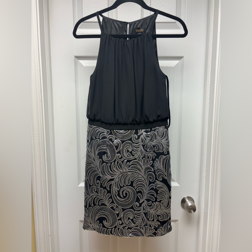Laundry by Shelli Segal Black & Silver Sequin Dress – Size 4